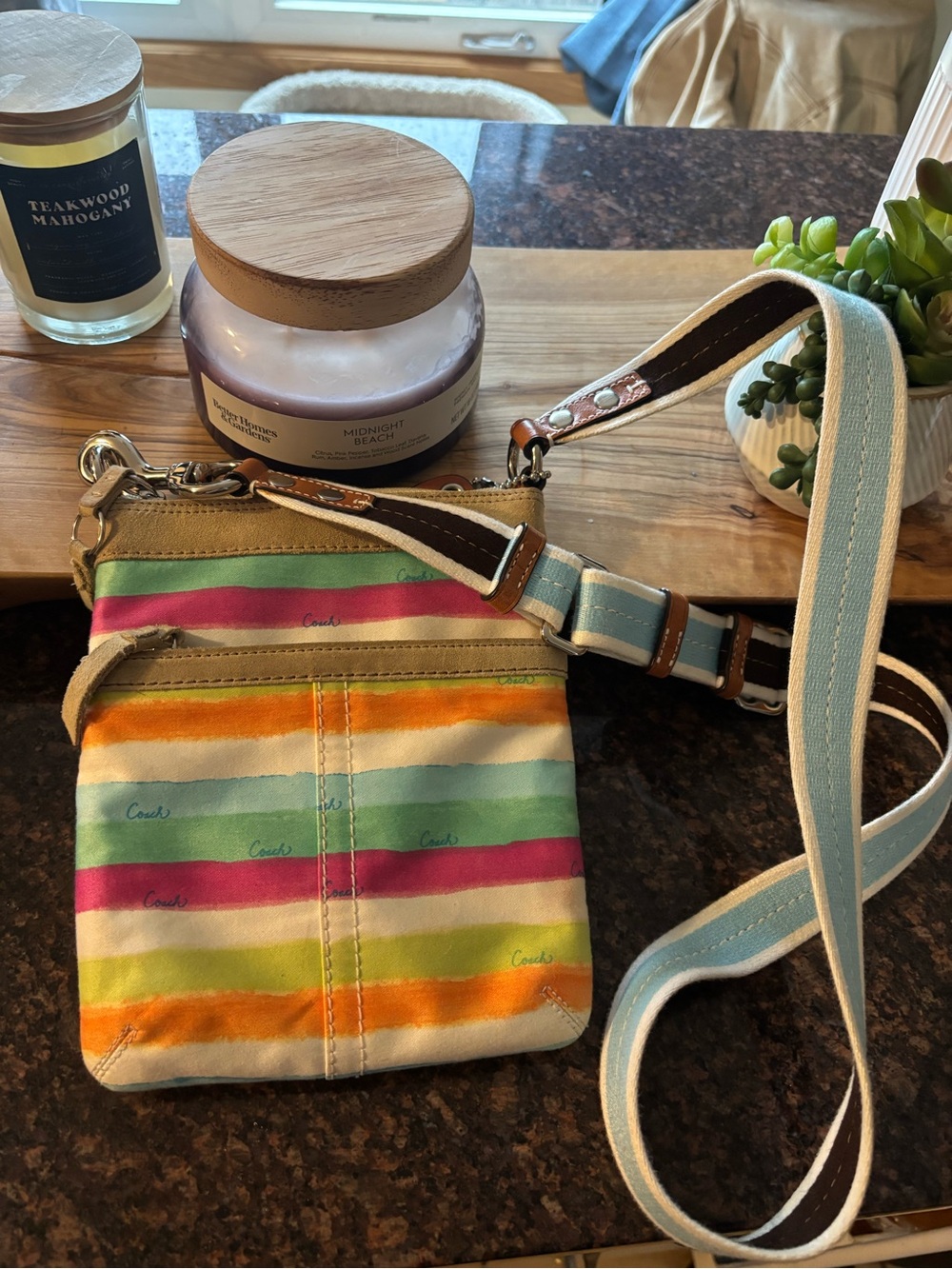 Vintage Y2K Coach Hampton Watercolor Stripe Purse 👛